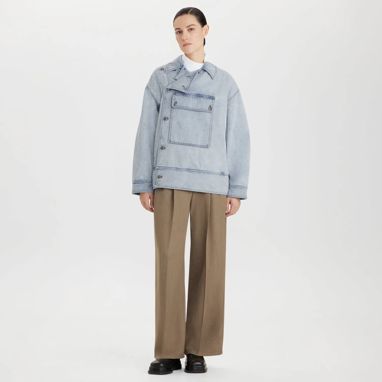 Ports giacca denim lavaggio chiaro oversize