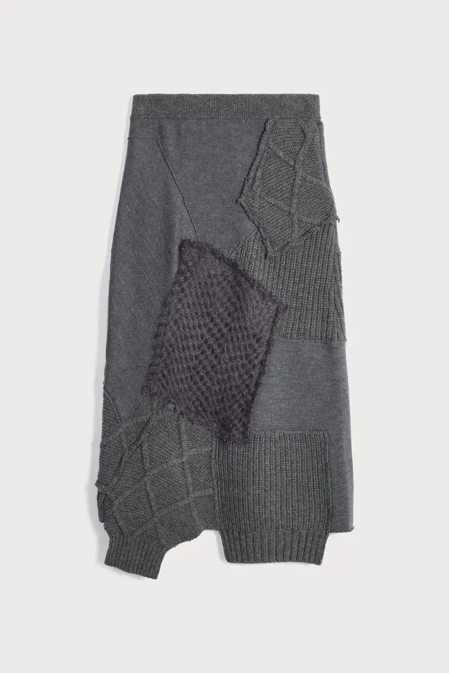 Ports 1961 Grey Wool gonna grigia smog patchwork mesh