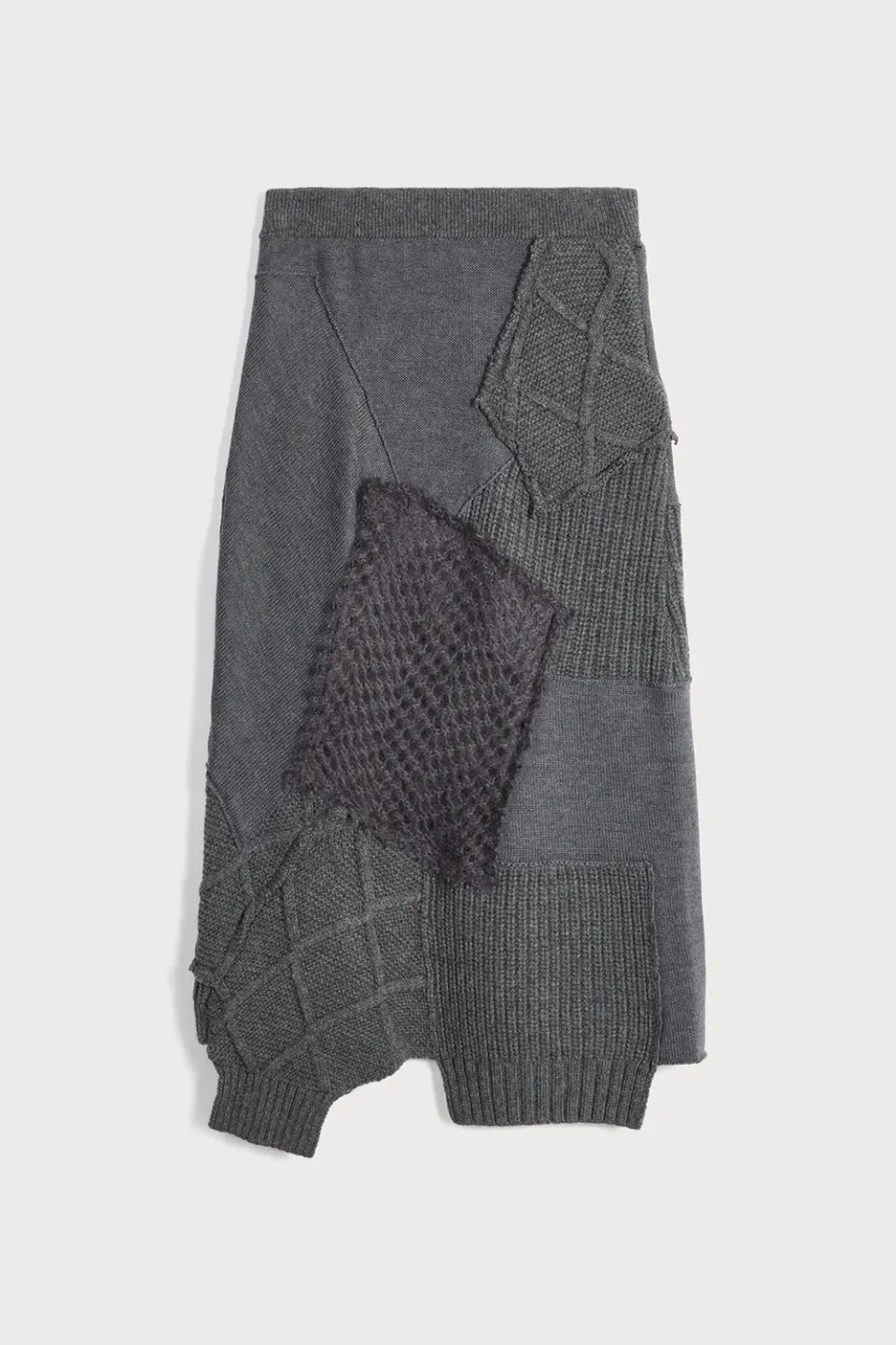 Ports 1961 Grey Wool gonna grigia smog patchwork mesh