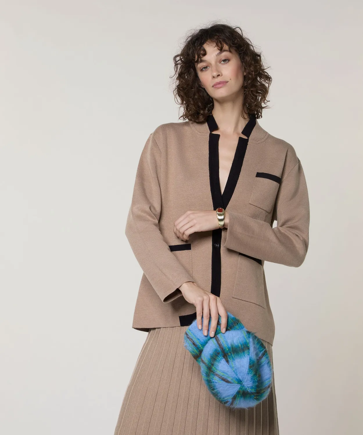 Rodier double face giacca maglia marrone moka