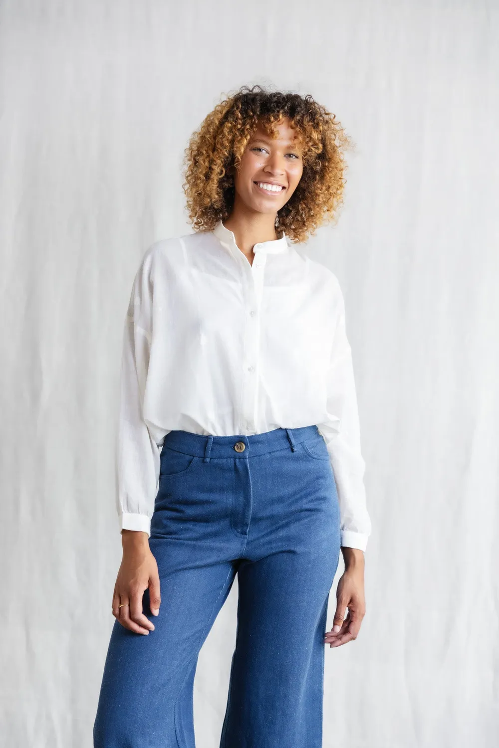 Jyoti Hawali Jamdani camicia donna cotone velato