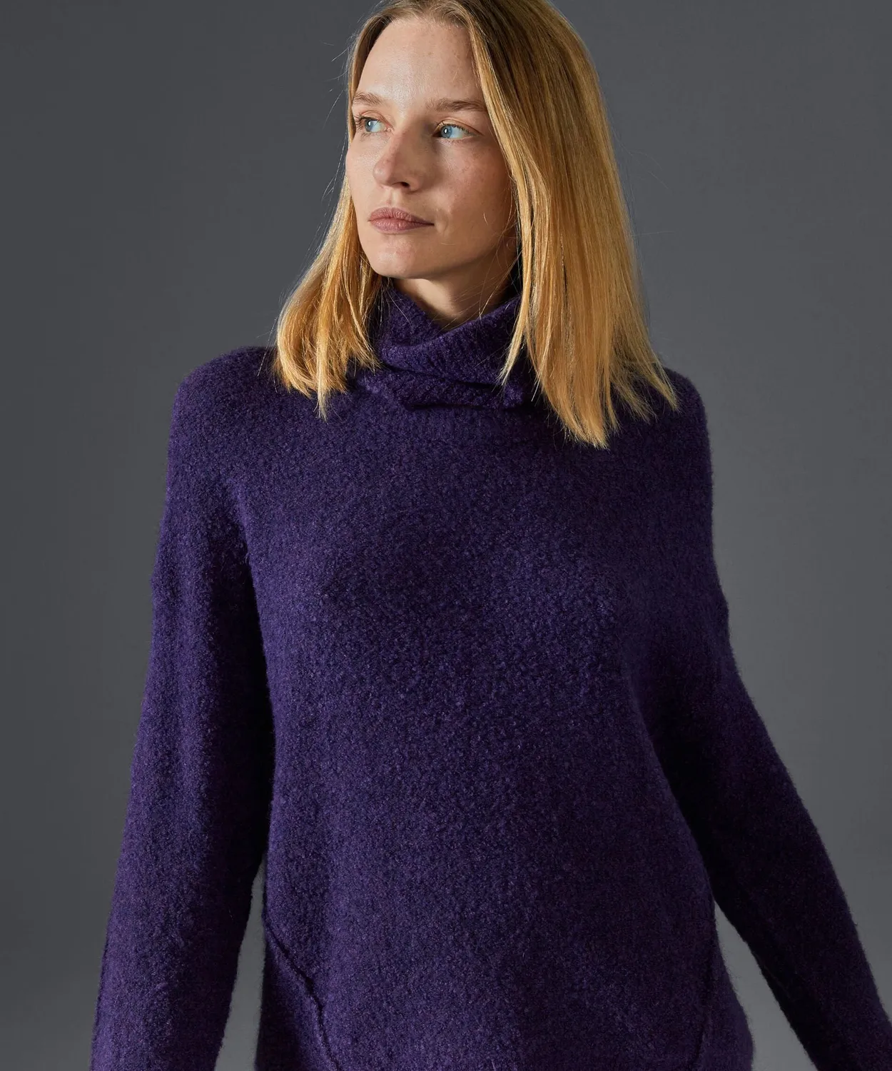 Rodier Maglione Dolcevita Viola Scuro Bouclette