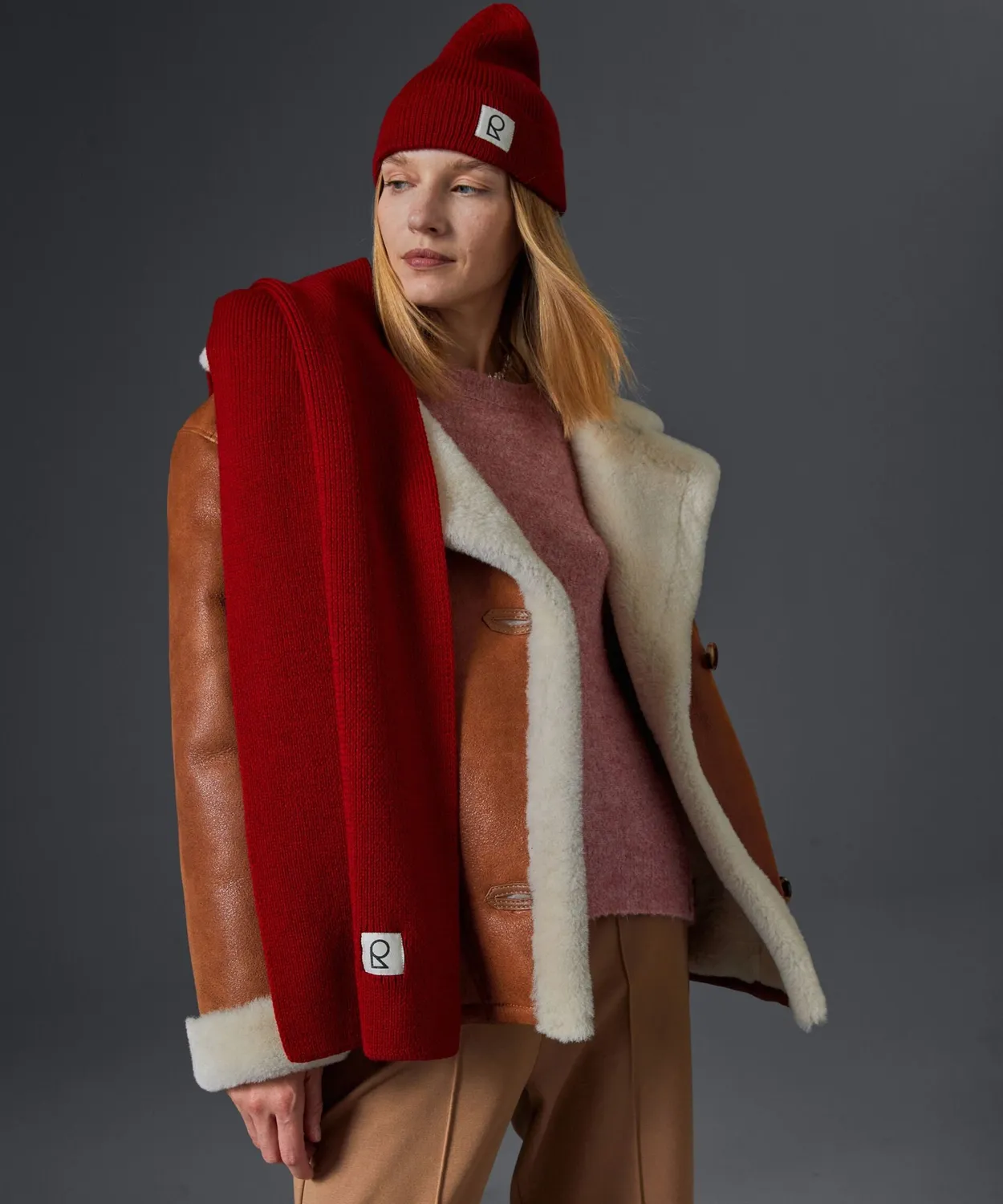 Rodier Sciarpa Lana Merino Rosso Vermiglio
