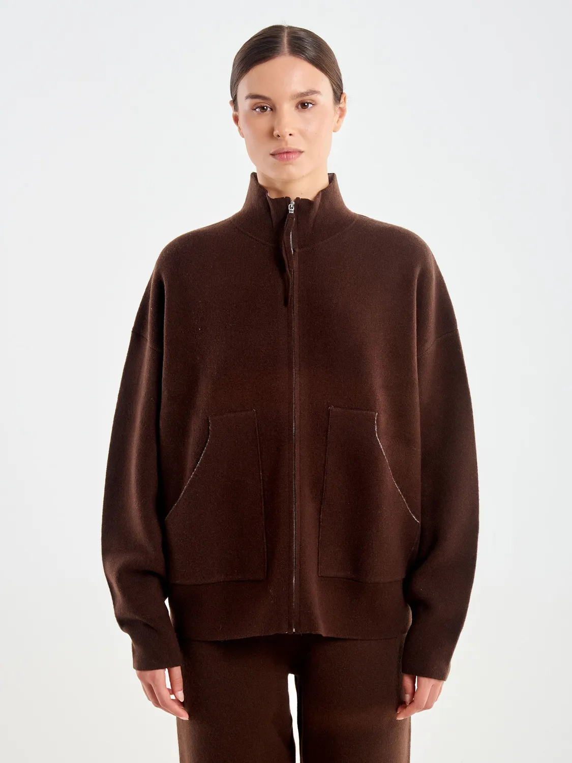 Vicolo Zip pull collo alto lana grigio