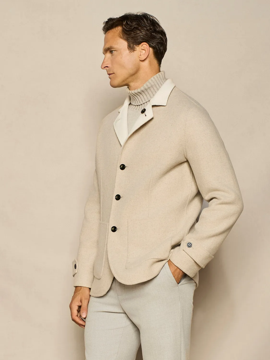 Paul Taylor giacca reversibile beige monopetto 4 bottoni