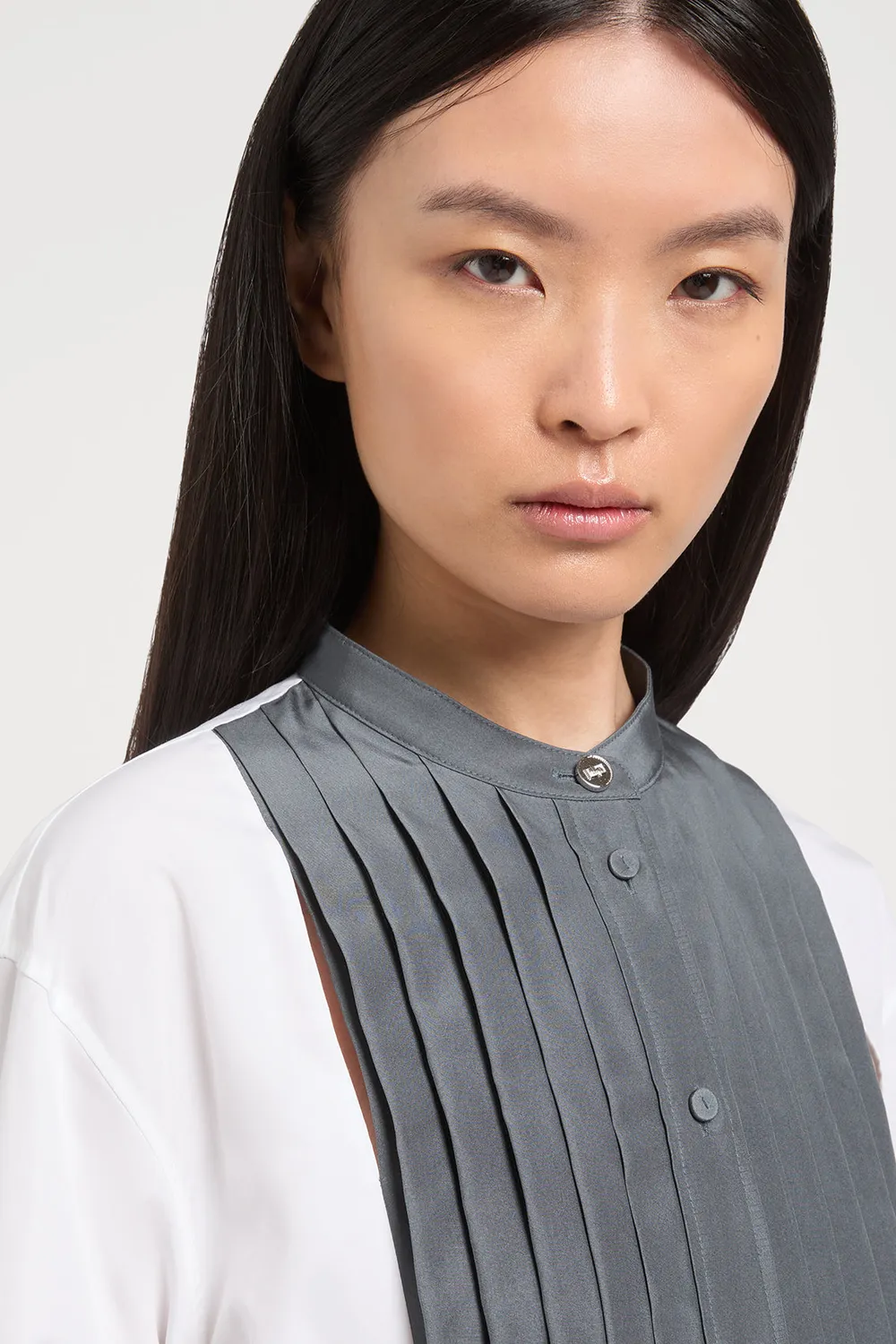 PORTS 1961 Front Pleated blusa bianca plissettata