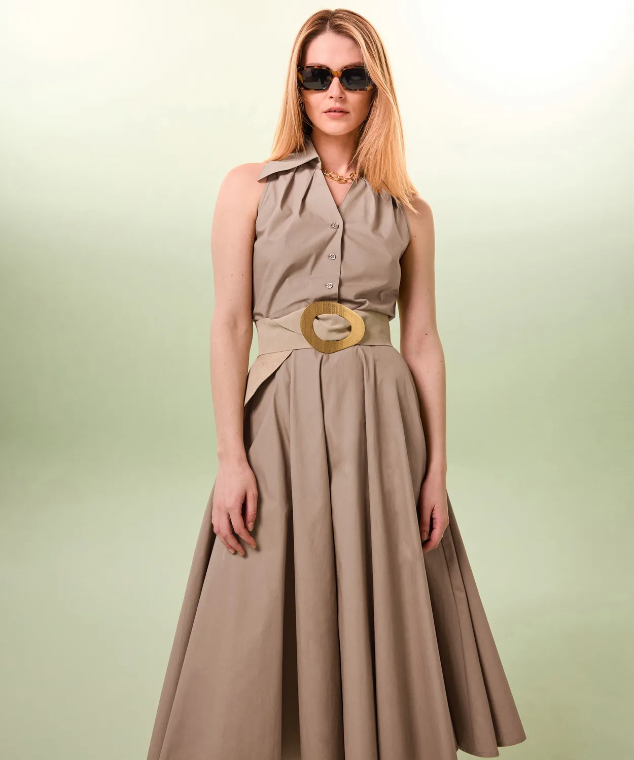 Rodier cintura larga pelle scamosciata beige taglia unica