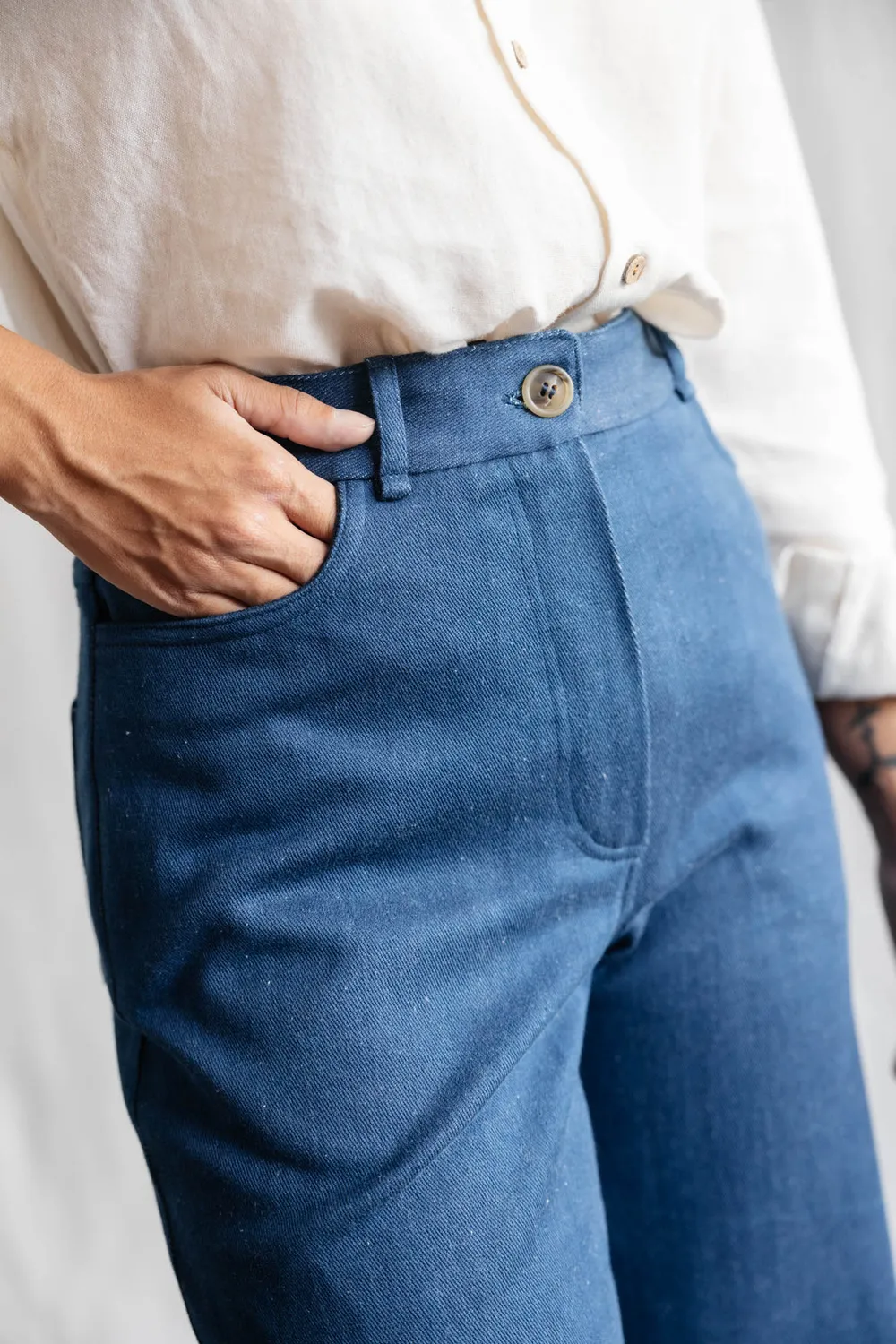 Jyoti Tushar jeans cotone denim alla caviglia