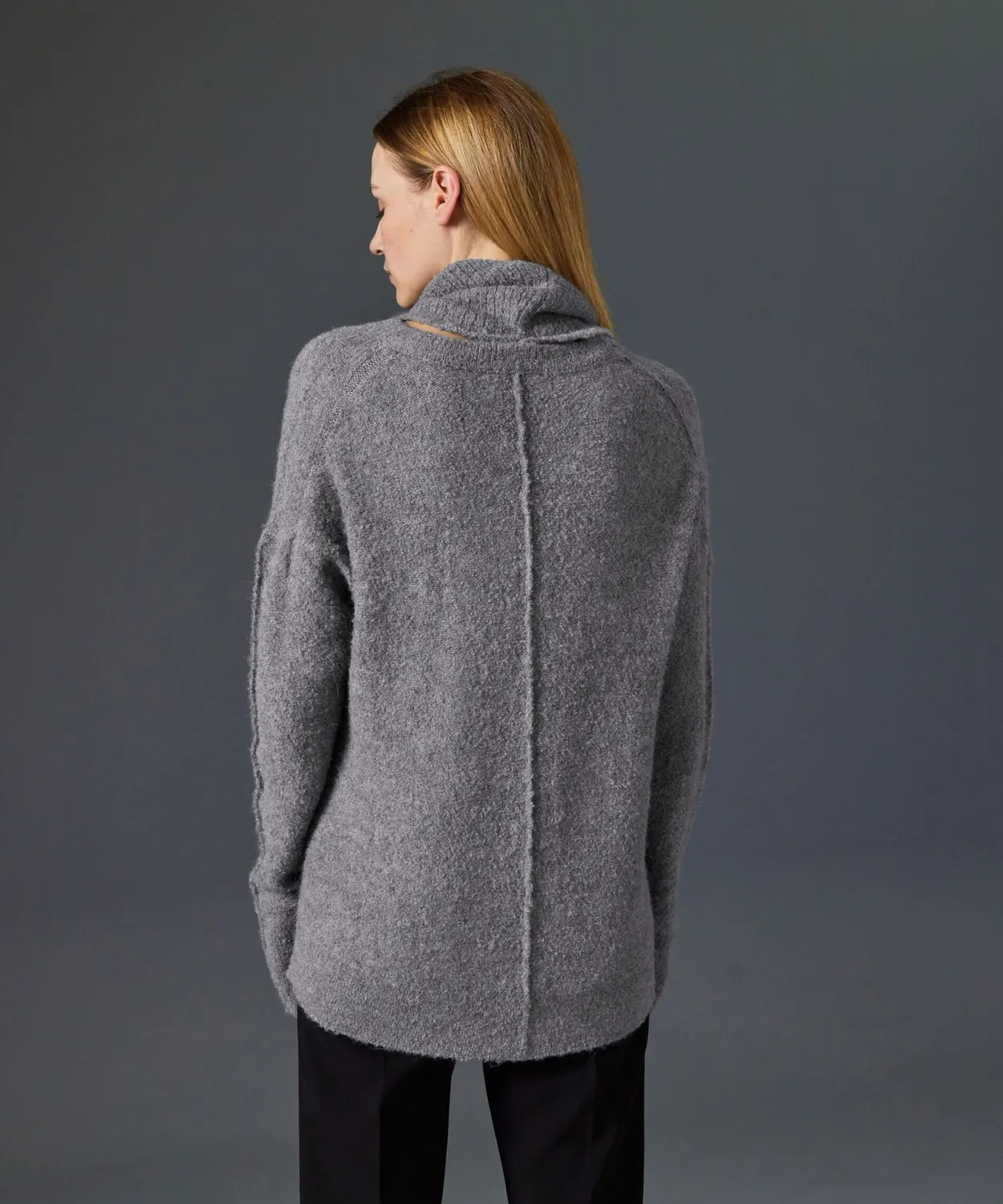 Rodier Maglione Lungo Dolcevita Removibile Grigio Medio