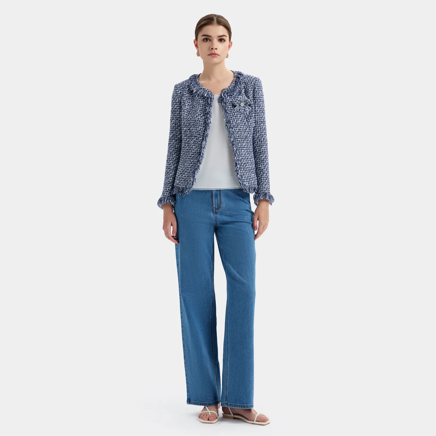 Ports giacca tweed viola femme mix elegante
