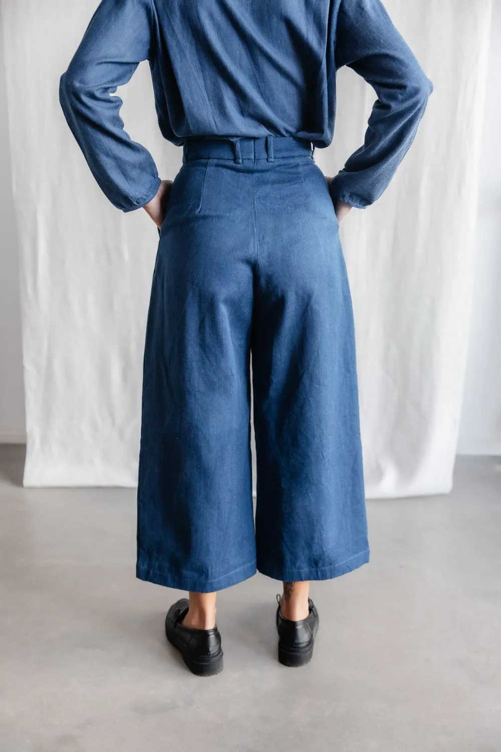 Jyoti Awasi culotte denim cotone vita media