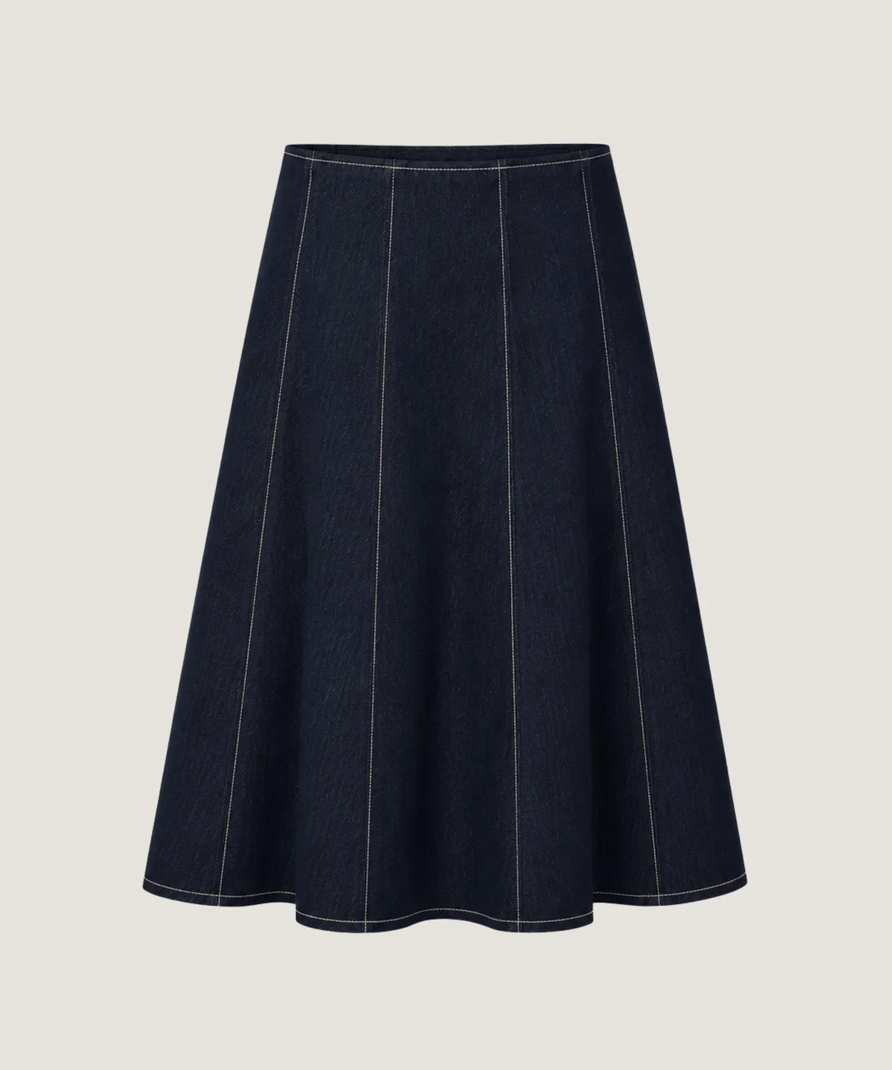 Rodier gonna svasata denim midi blu denim vita alta