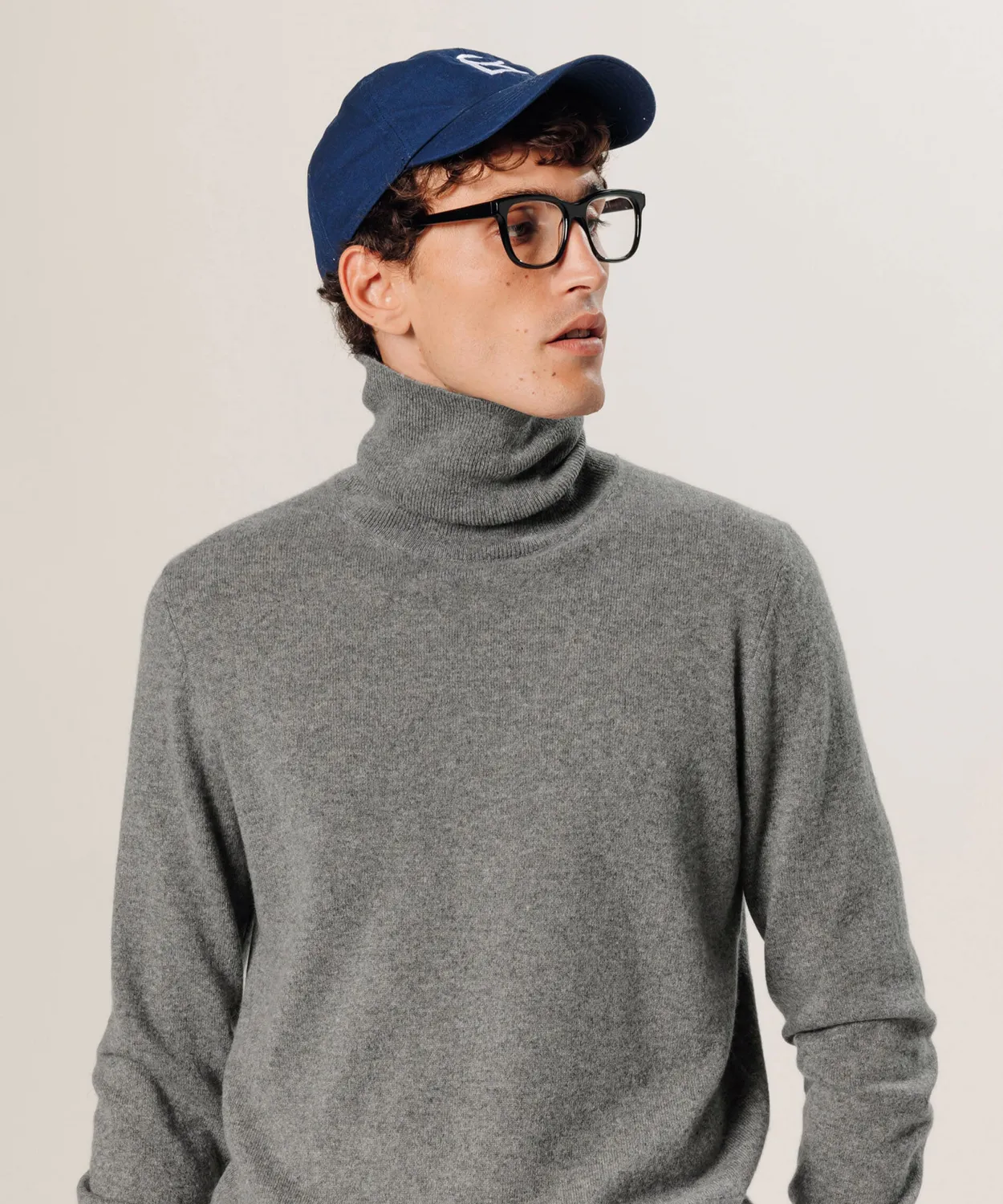 Rodier Maglia Dolcevita Cashmere Uomo Grigio Medio 100% Cashmere