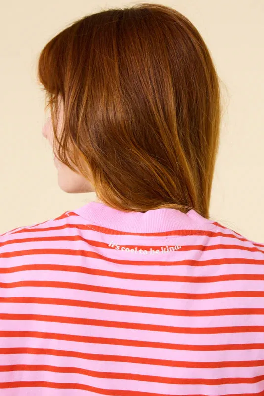 Popeia Cotton T-Shirt Striped Pink/Red maglietta righe