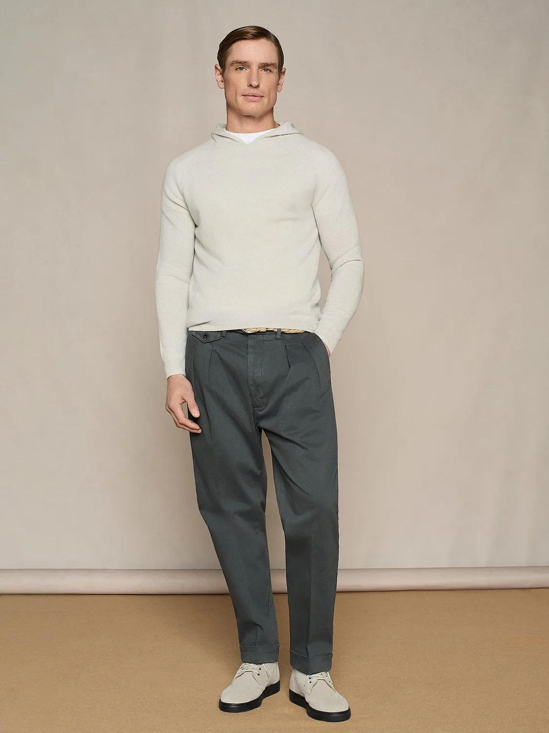 Paul Taylor Felpa Cappuccio Misto Cashmere Burro