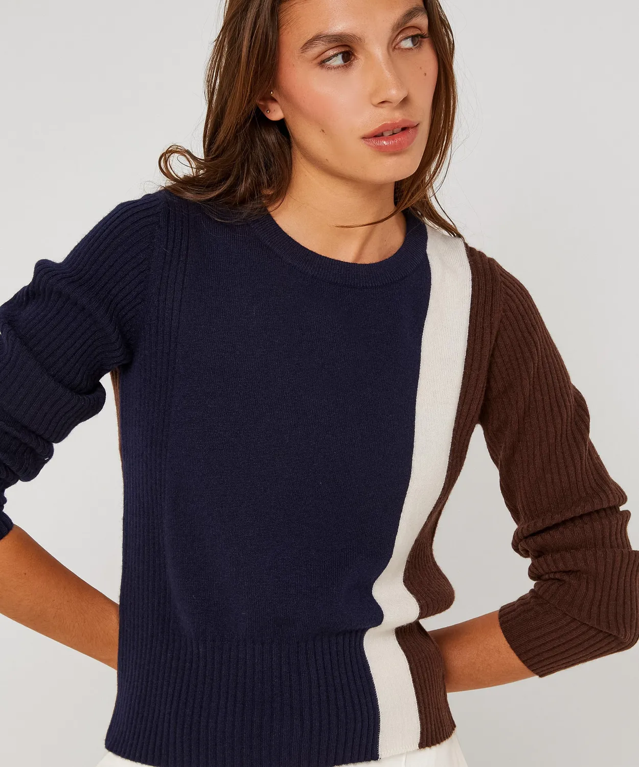 Rodier maglione maniche lunghe blu navy colorblock
