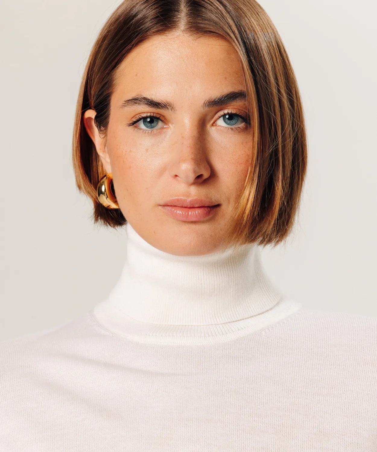 Rodier Maglione Dolcevita Lana Merino Bianco 100% Lana
