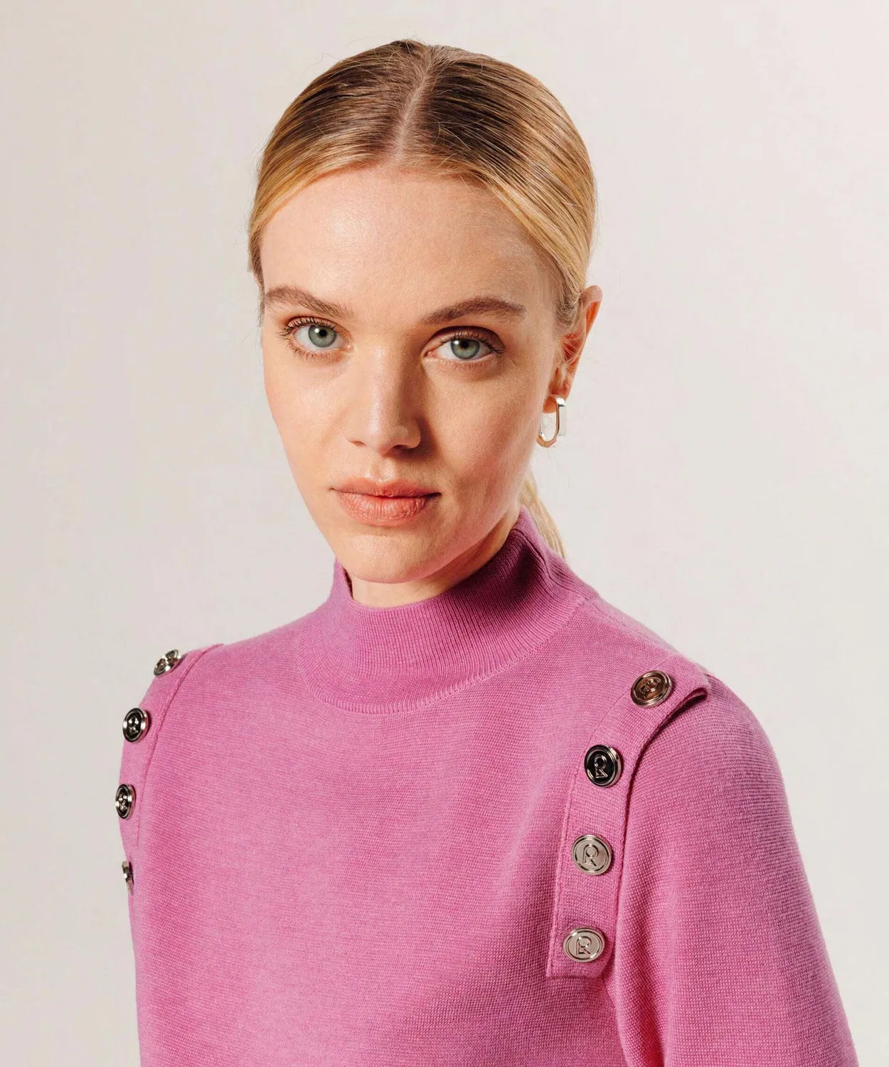 Rodier Maglione Ufficiale Merino Donna Candy Pink Collo Imbuto