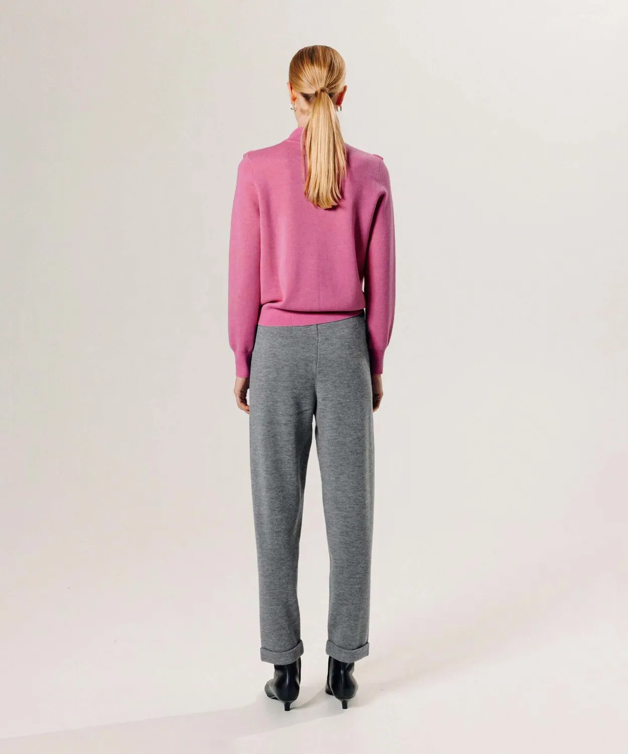 Rodier pantaloni dritti lana merino grigio