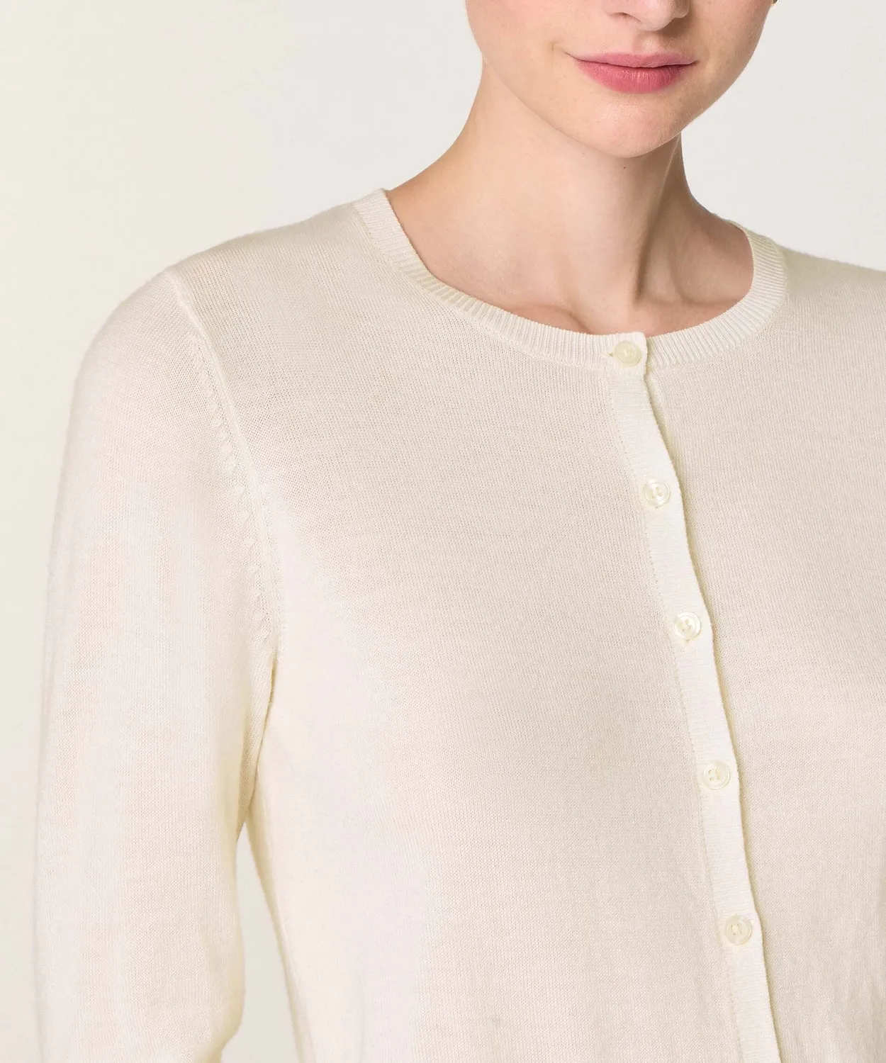 Rodier Cardigan Lana Merino Bianco Ecru