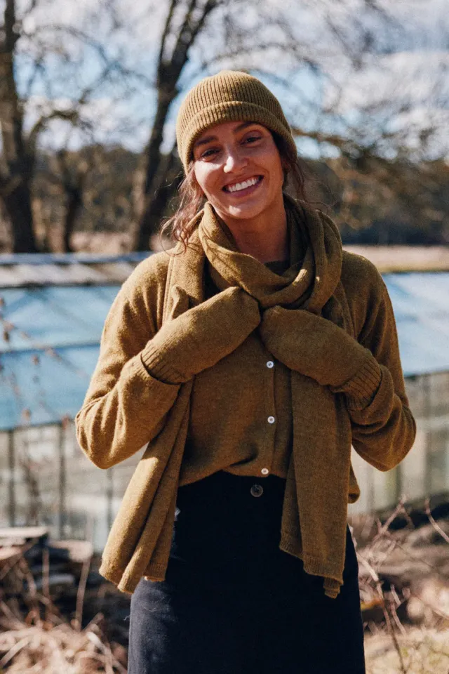 Jyoti Tarma Dijon cappello baby alpaca caldo
