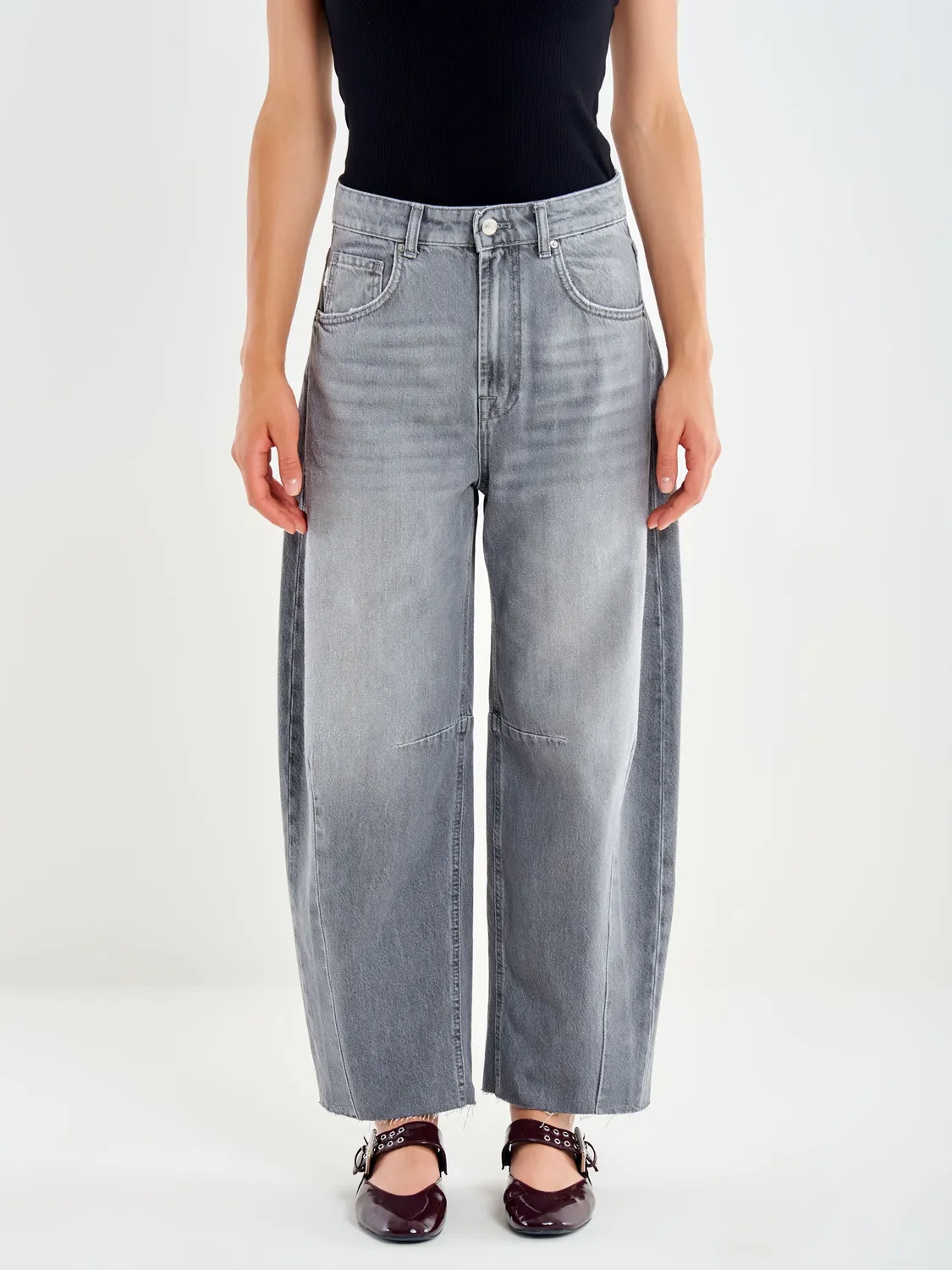 Vicolo Denim Barrel Grigio jeans barrel vita media