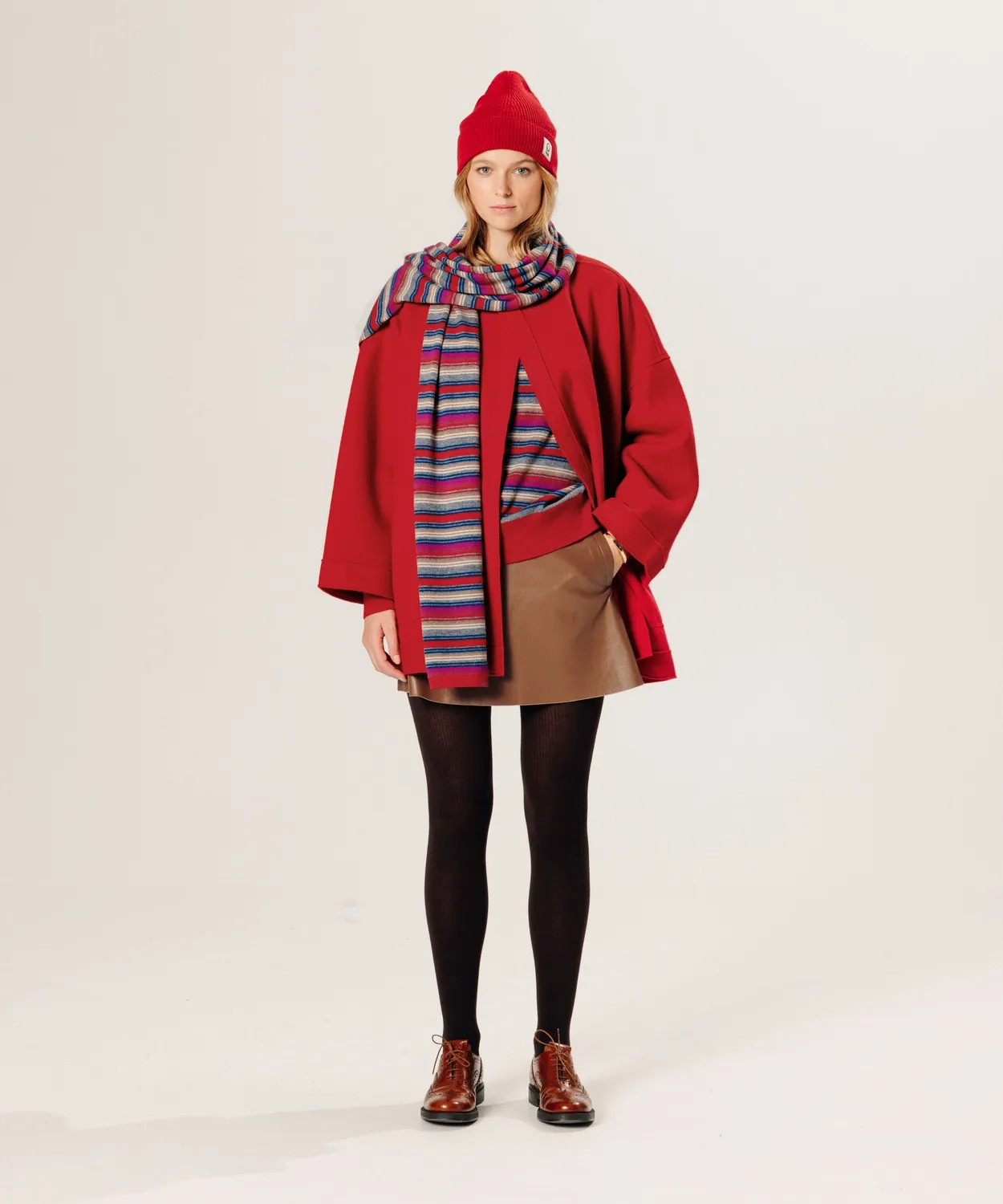 Rodier Cappello Lana Merino berretto rosso vermiglio