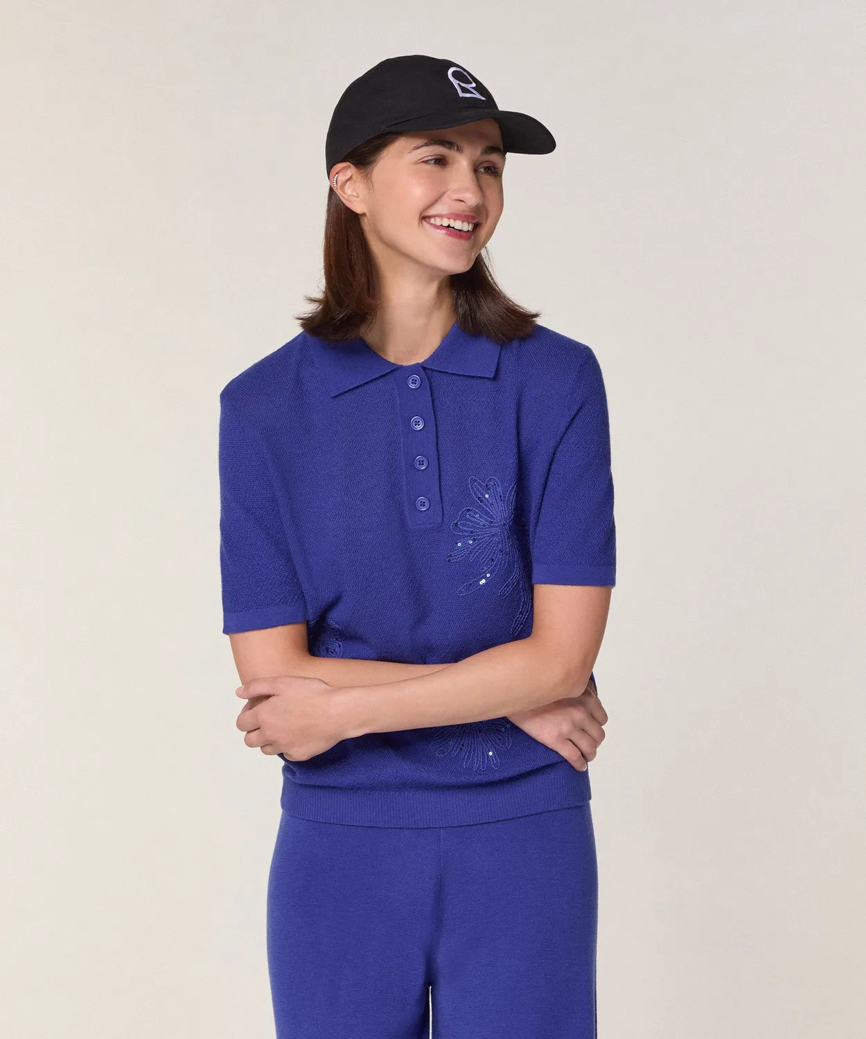 Rodier Berretto Unisex Nero Monogramma 6 Pannelli