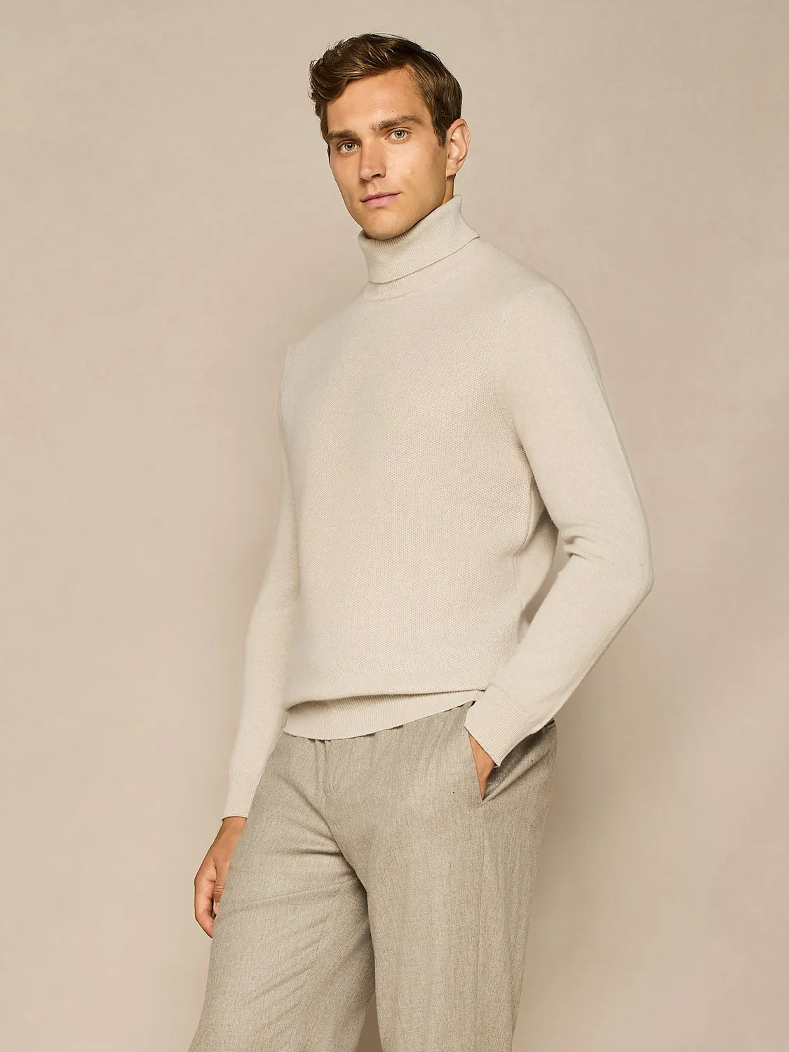 Paul Taylor dolcevita punto canestro cashmere burro