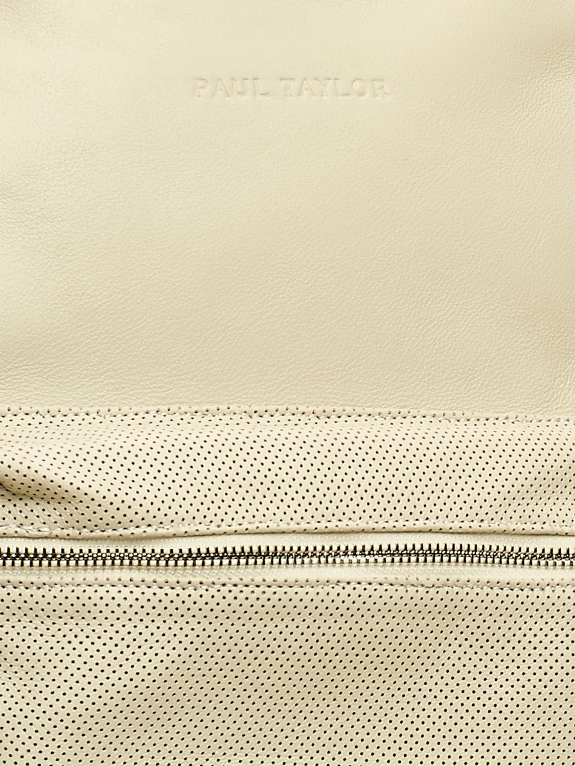 Paul Taylor zaino vitello traforato beige logo frontale