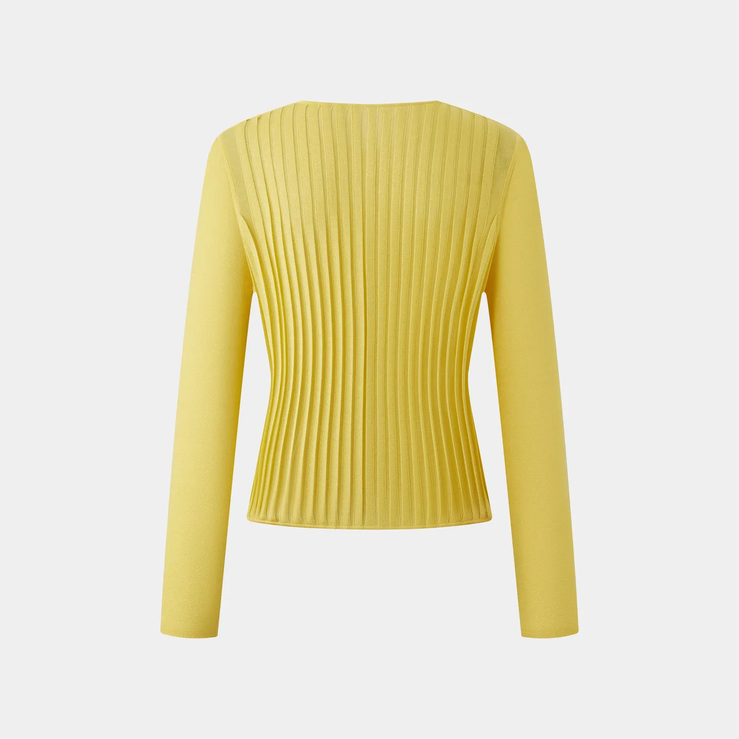 Ports Pleat Button-Front Cardigan giallo pieghe bottoni