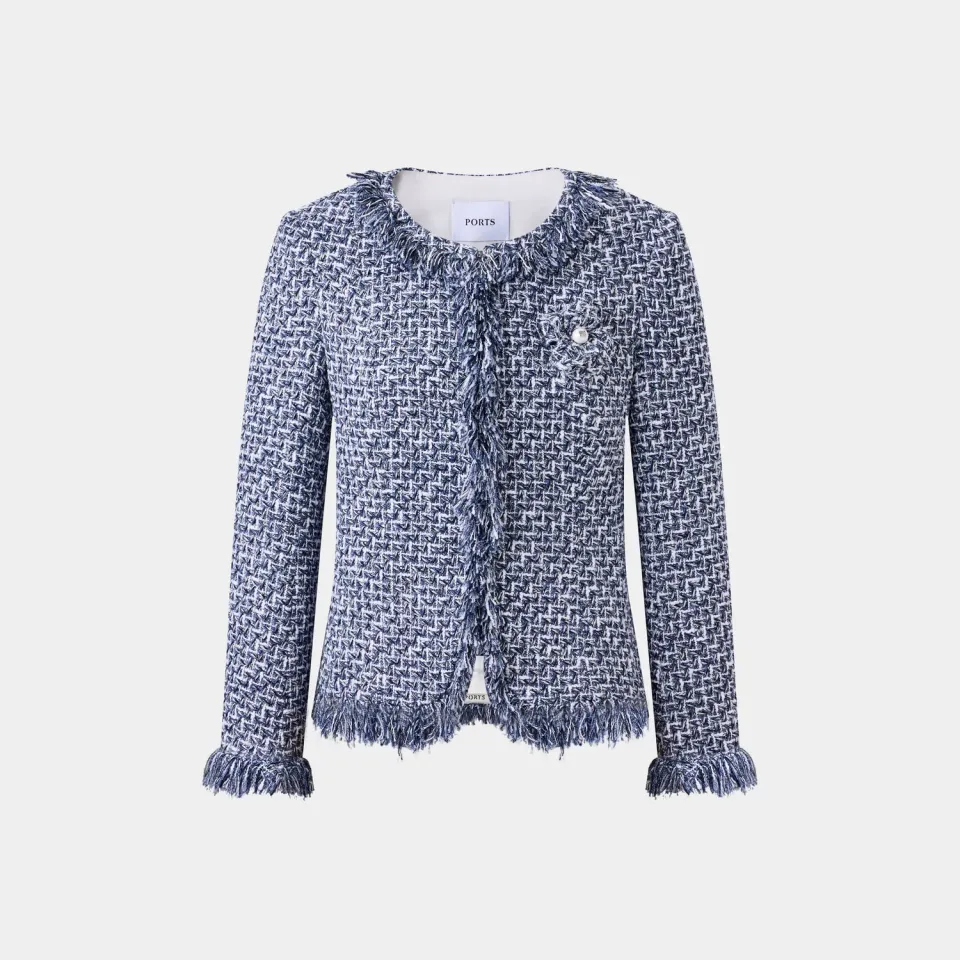 Ports giacca tweed viola femme mix elegante