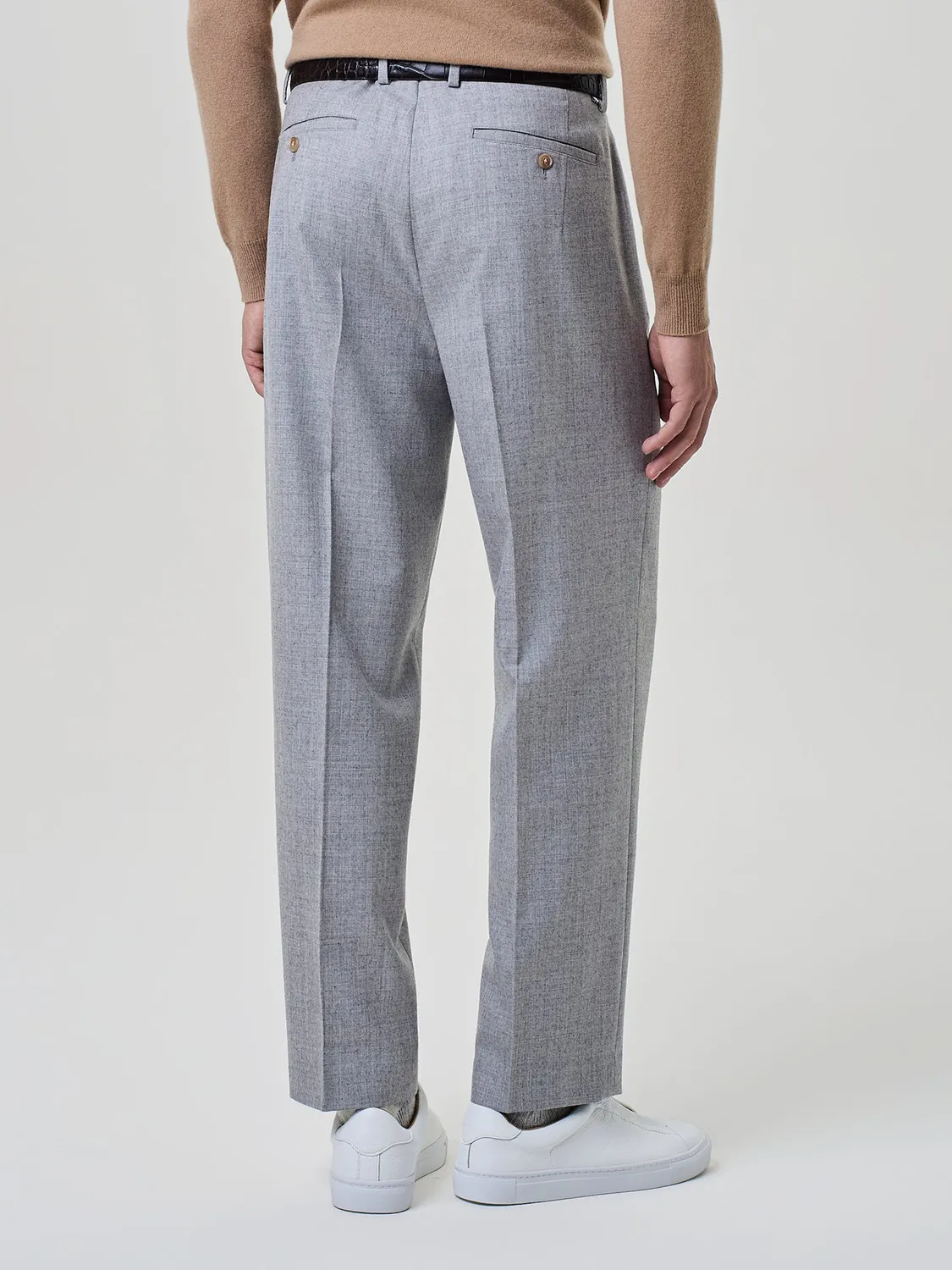 Paul Taylor Pantalone Flanella Grigio Chiaro Mélange Relaxed