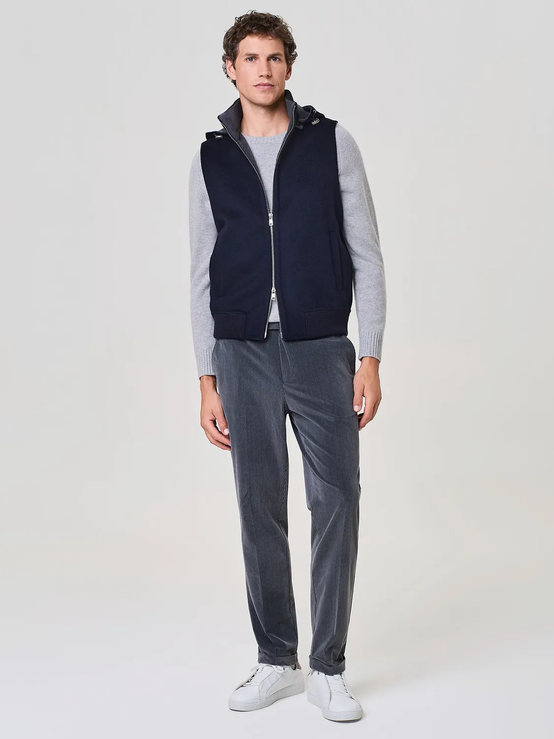 Paul Taylor Pantalone Jersey Grigio Scuro Effetto Velluto