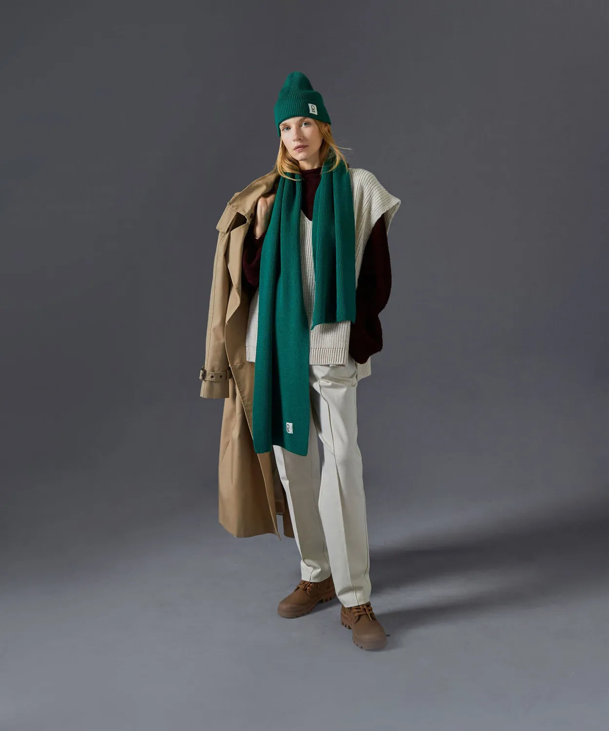 Rodier sciarpa lana merino verde bottiglia 180 cm