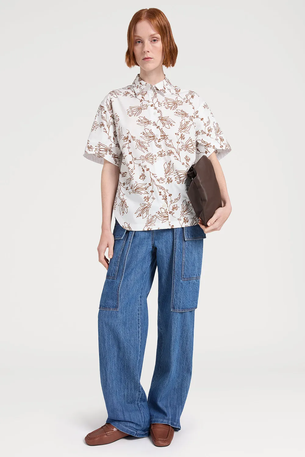 Ports 1961 Floral Short-Sleeve Shirt camicia bianca floreale