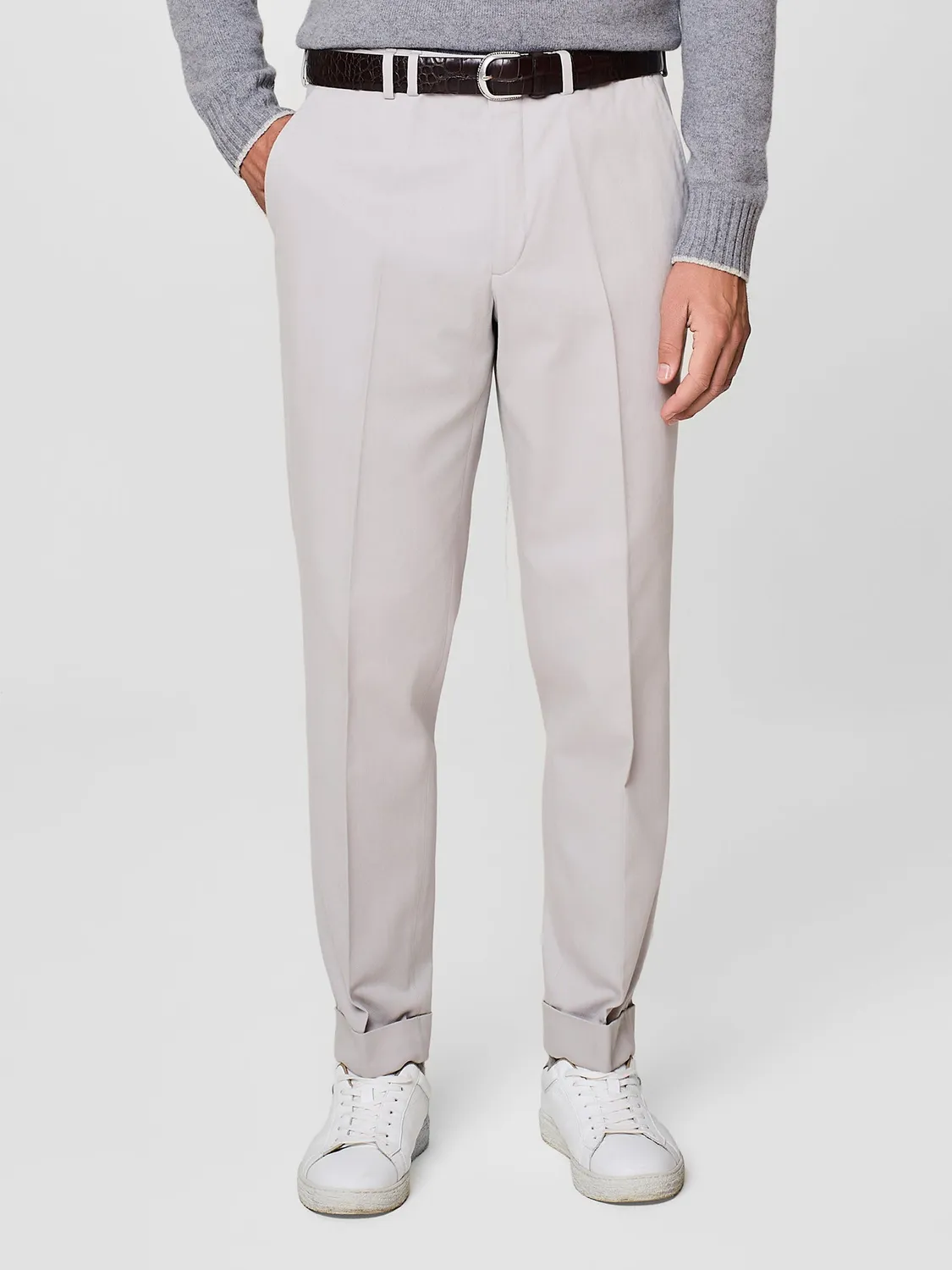 Paul Taylor pantalone wide fit cotone tencel burro