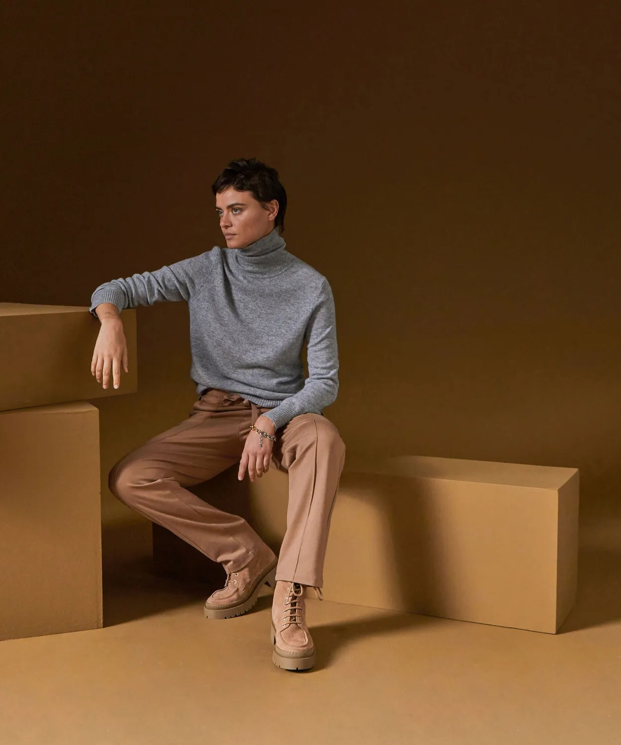 Rodier Maglione dolcevita cashmere grigio
