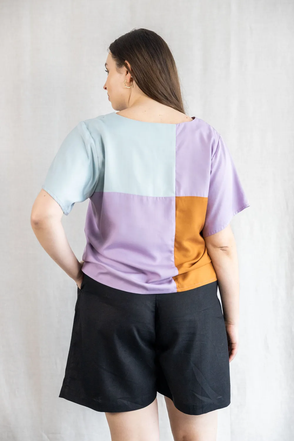 Jyoti Sarala t-shirt modal colorblock ampia