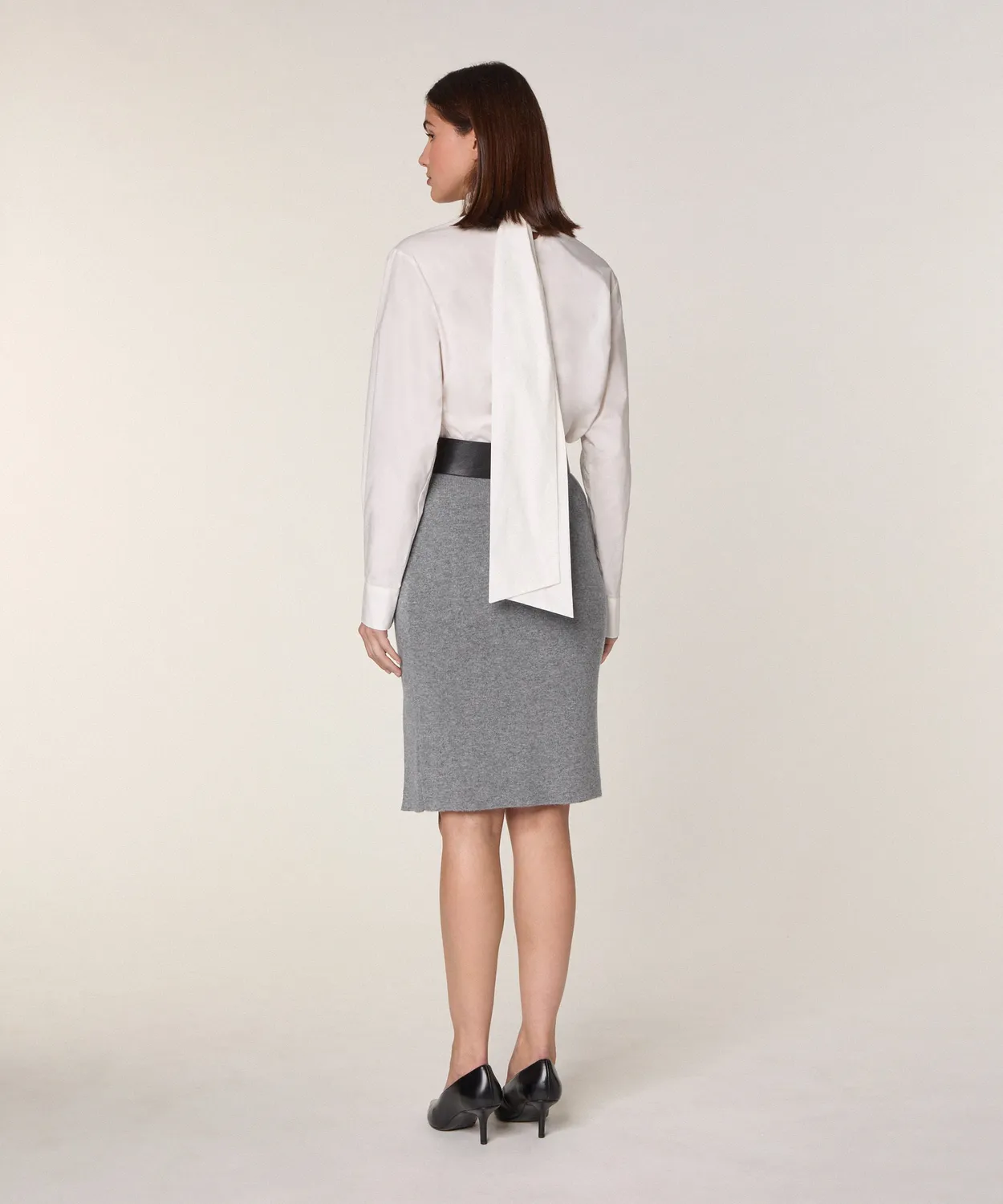 Rodier gonna midi lana cashmere grigio donna