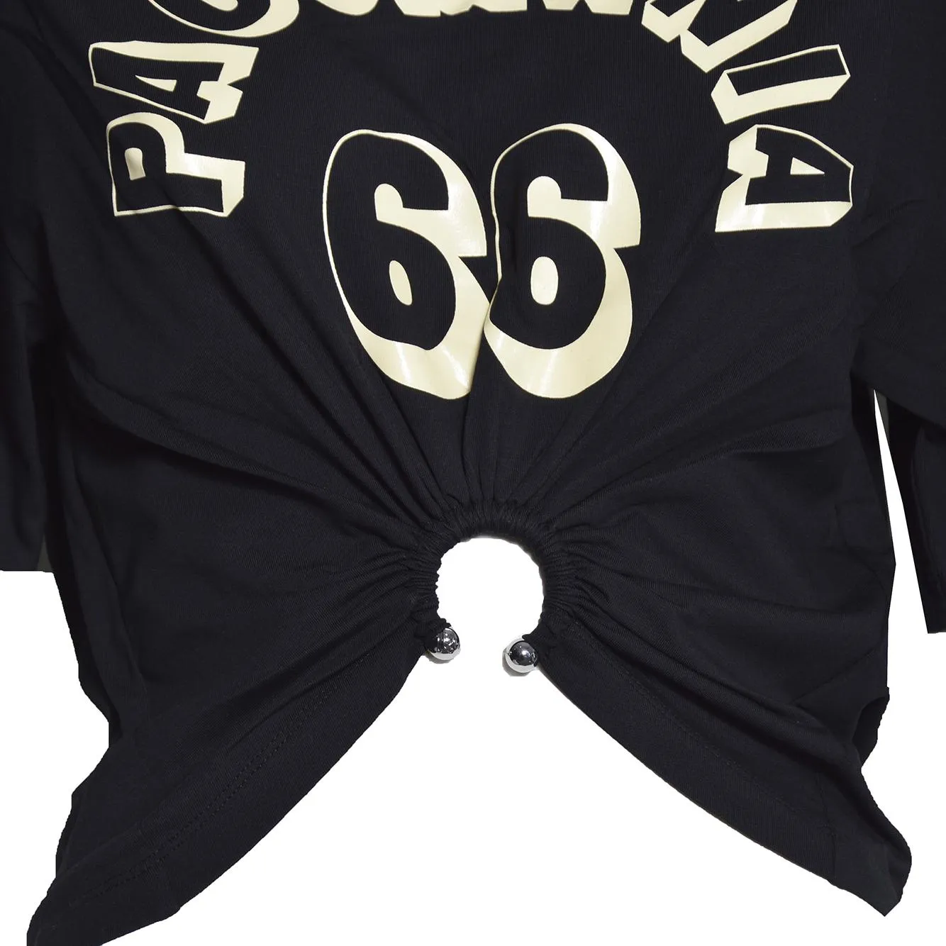 Rabanne 26PJTE030CO0555 T-shirt nera cotone elasticizzato