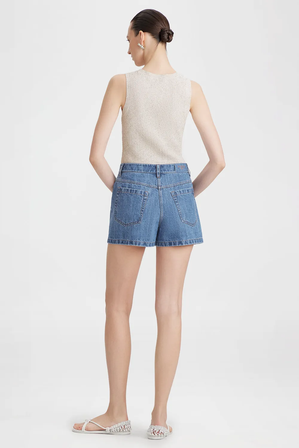 PORTS 1961 shorts denim indaco vita alta classici