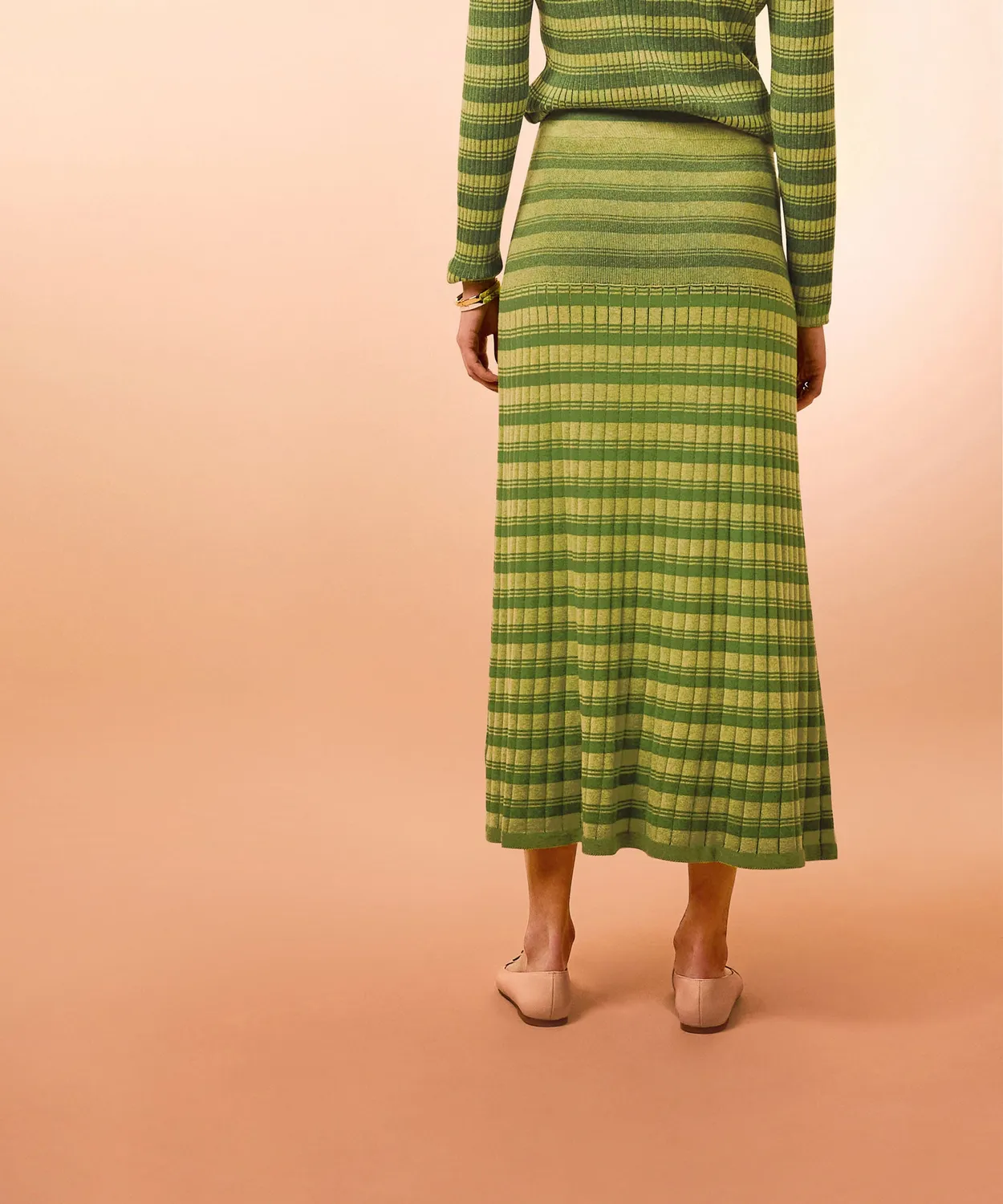 Rodier Gonna Lunga Svasata Maglia Verde Pistacchio