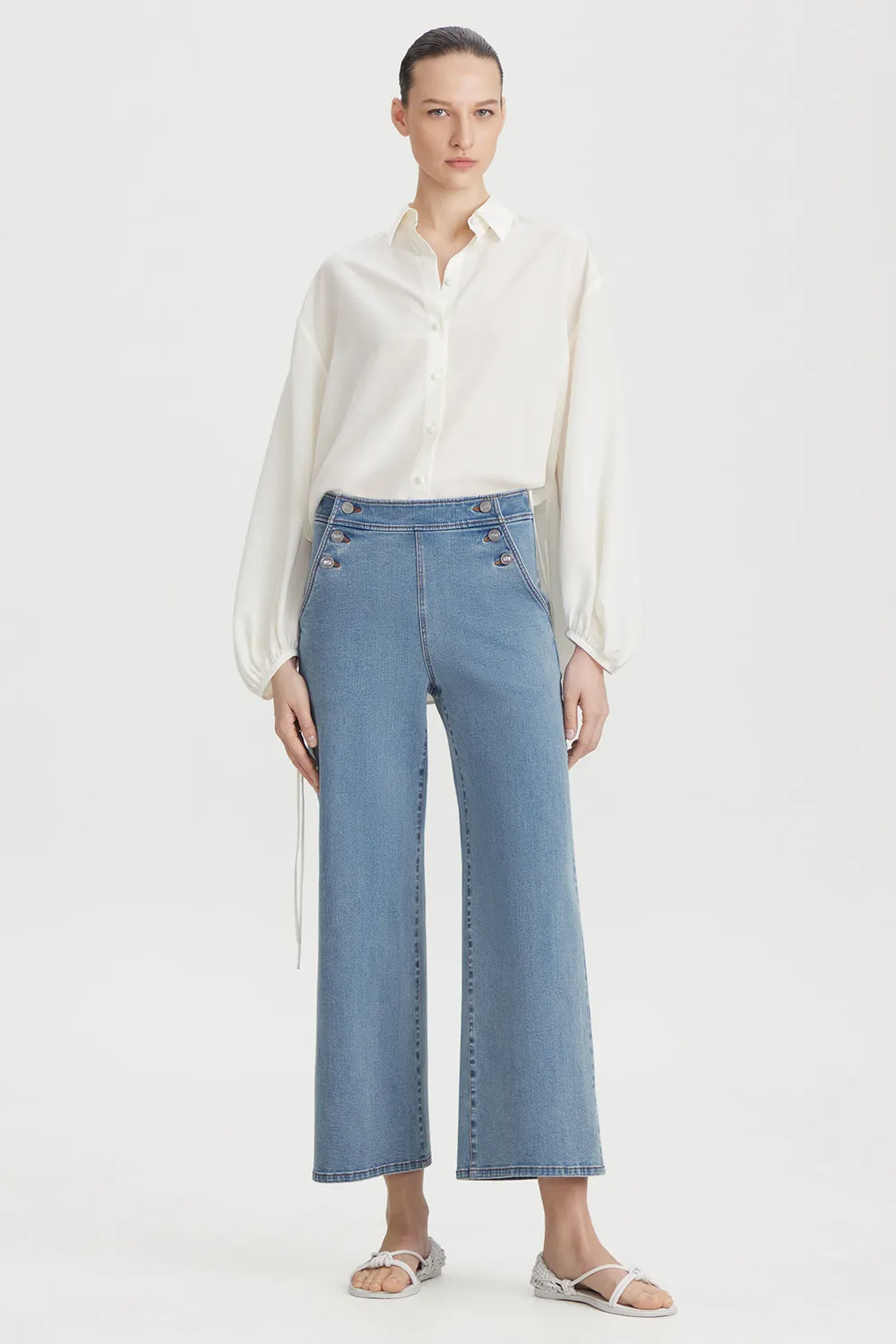 PORTS 1961 Buttoned Wide-Leg jeans denim indaco