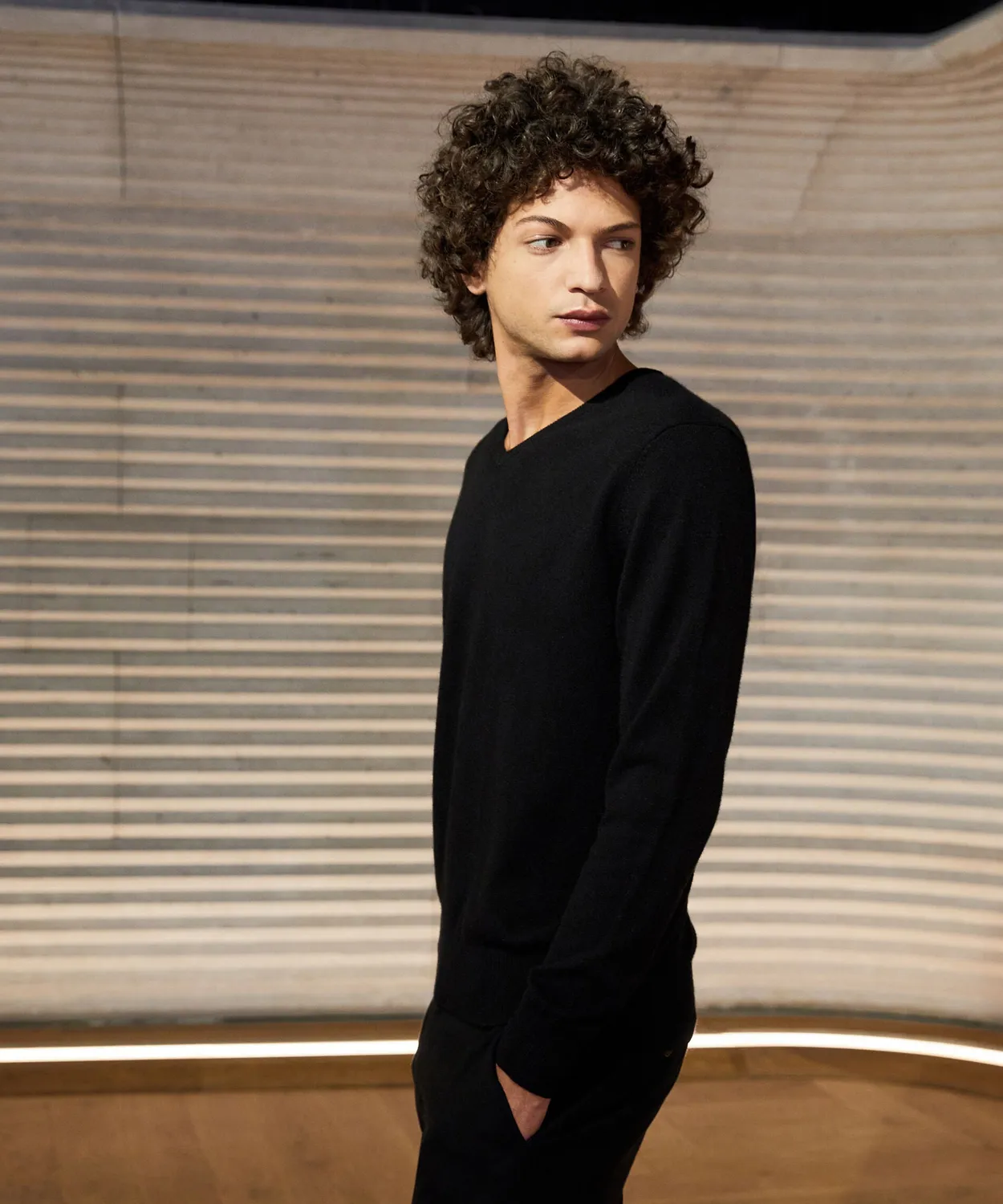 Rodier maglione scollo a V uomo cashmere nero