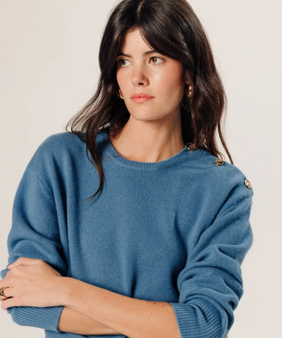Rodier Maglione oversize cashmere azzurro 100% cashmere