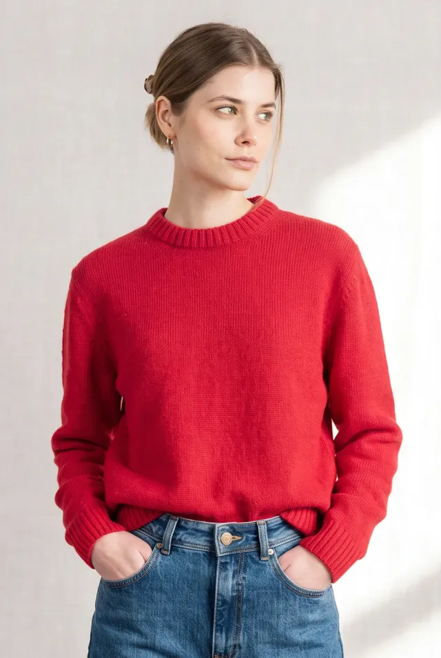 Jyoti Saposoa maglione alpaca corallo girocollo