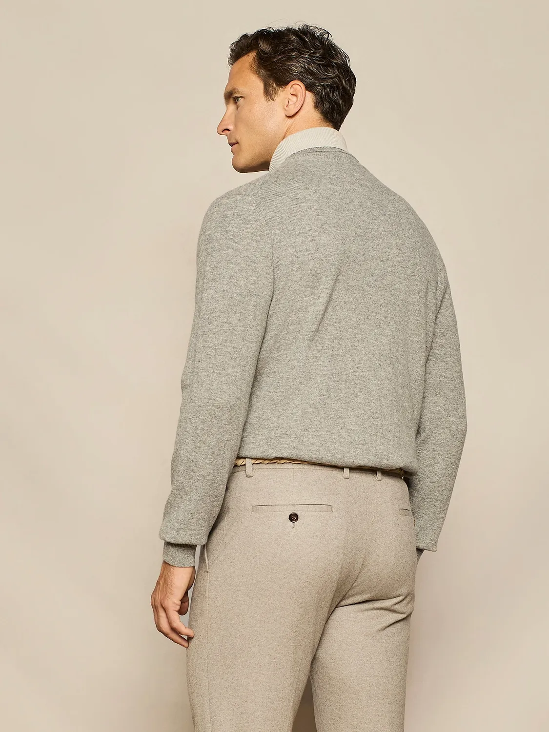 Paul Taylor Dolcevita Maglia Grigio Melange Doppio Collo Cashmere
