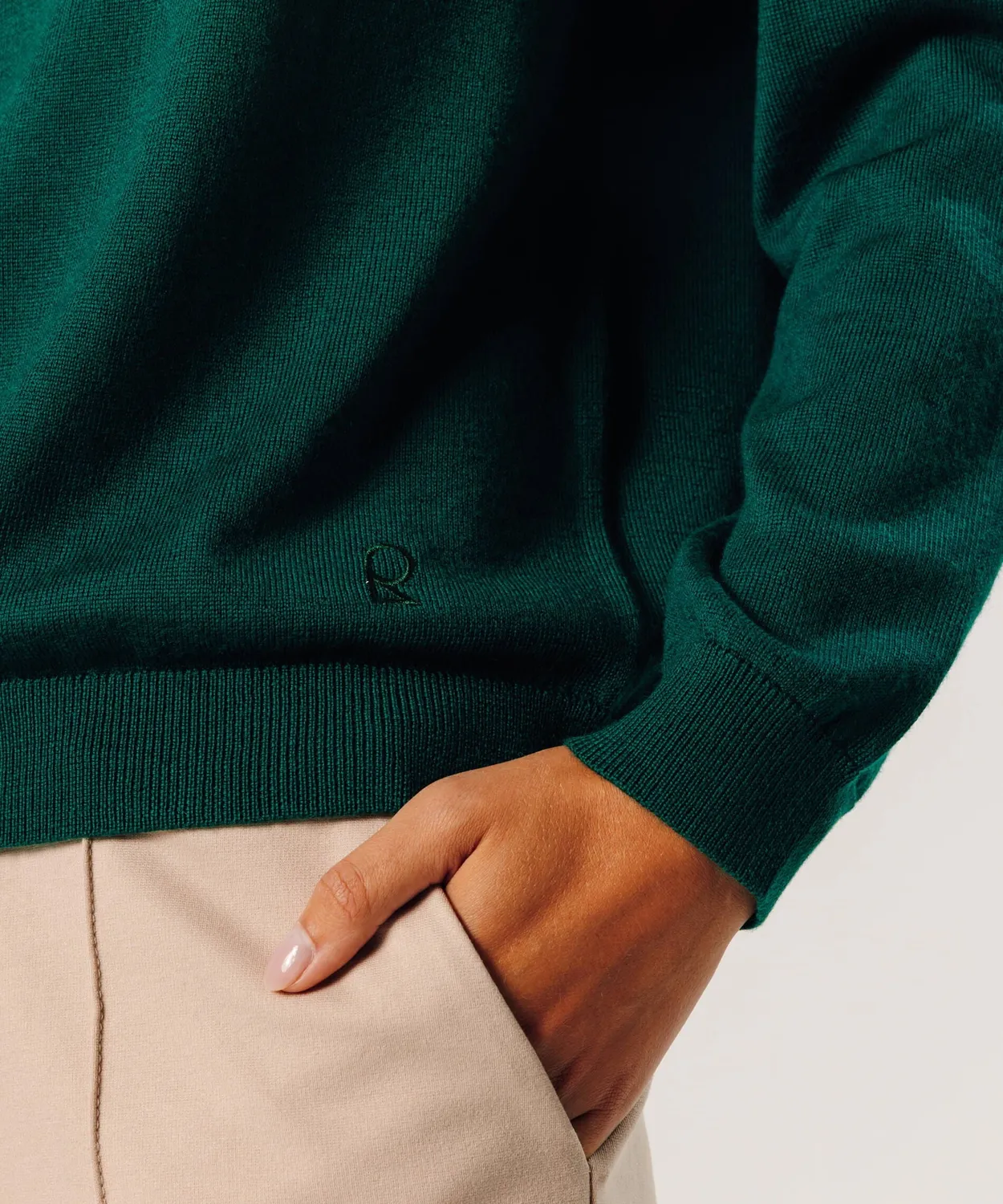 Rodier Maglione girocollo maglione verde inglese merino