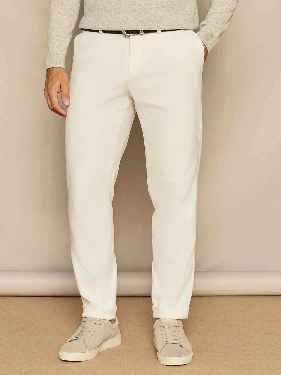 Paul Taylor pantalone wide fit fustagno bianco